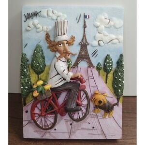 3D Chef Wall Plaques By Joanna NYC Paris Eifle Tower Bicycle Dog B17